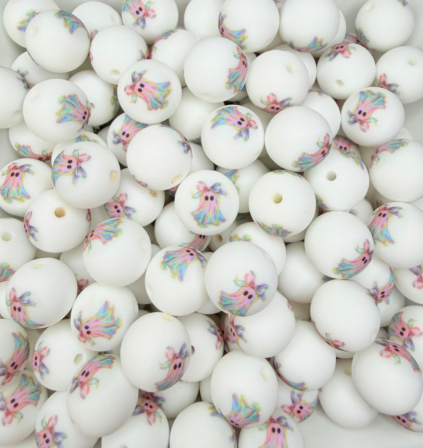 15mm Boujee Ghost printed beads (pack of 5) •Exclusive•