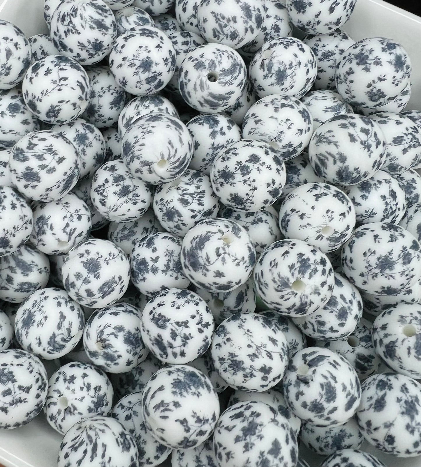 15mm Midnight black floral beads EXCLUSIVE