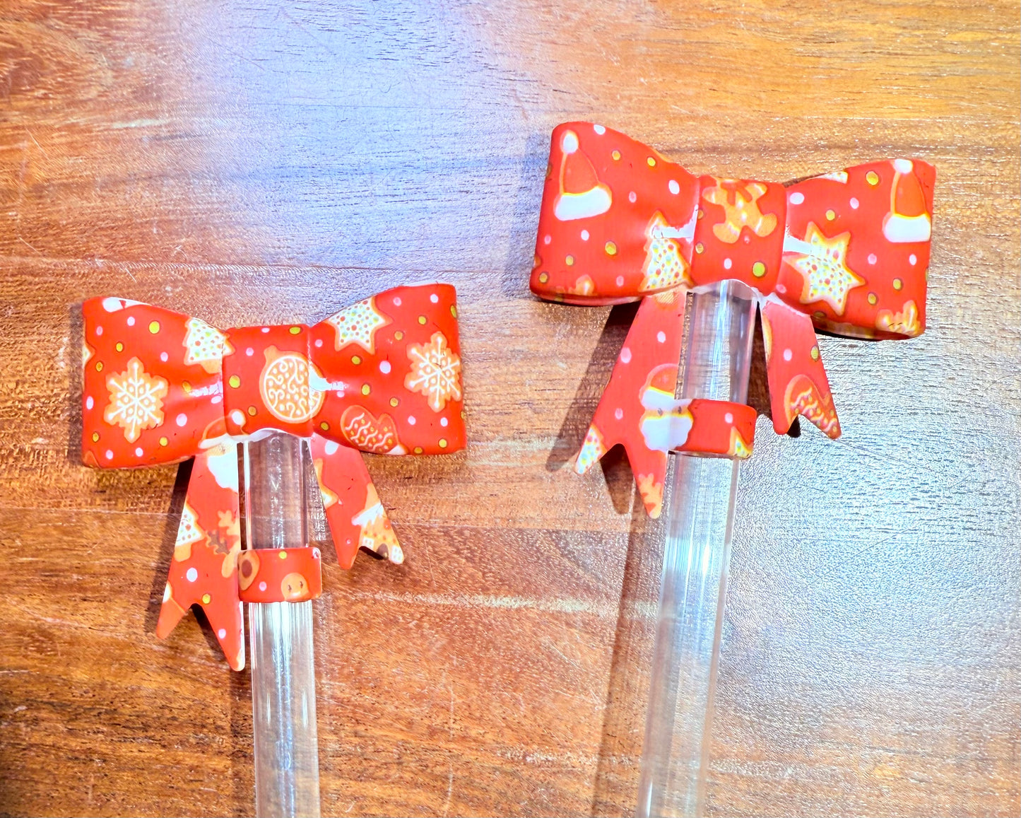 Star cookie & gingerbread strawtopper bow