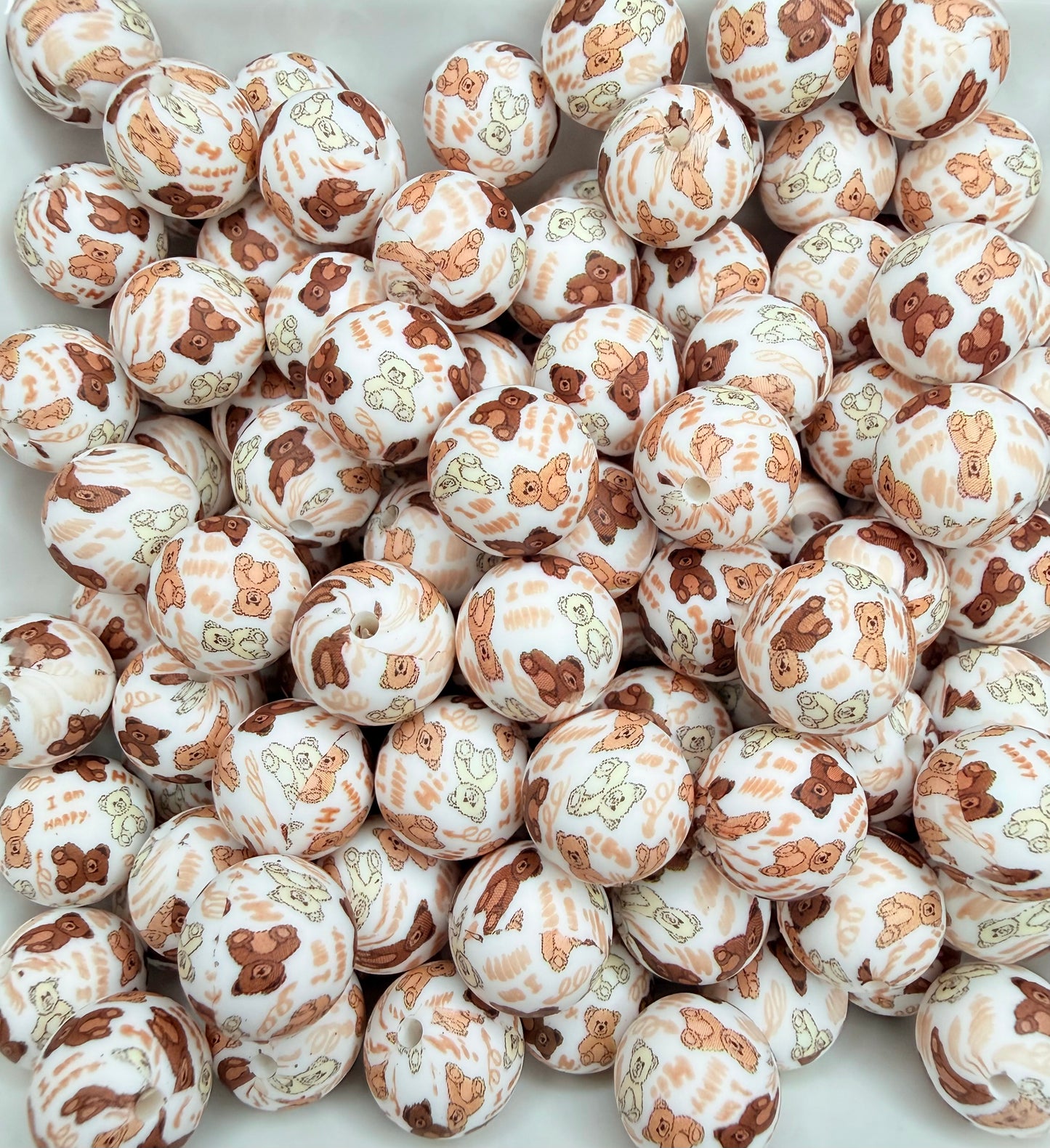 15mm Button Bear silicone beads (pack of 5)