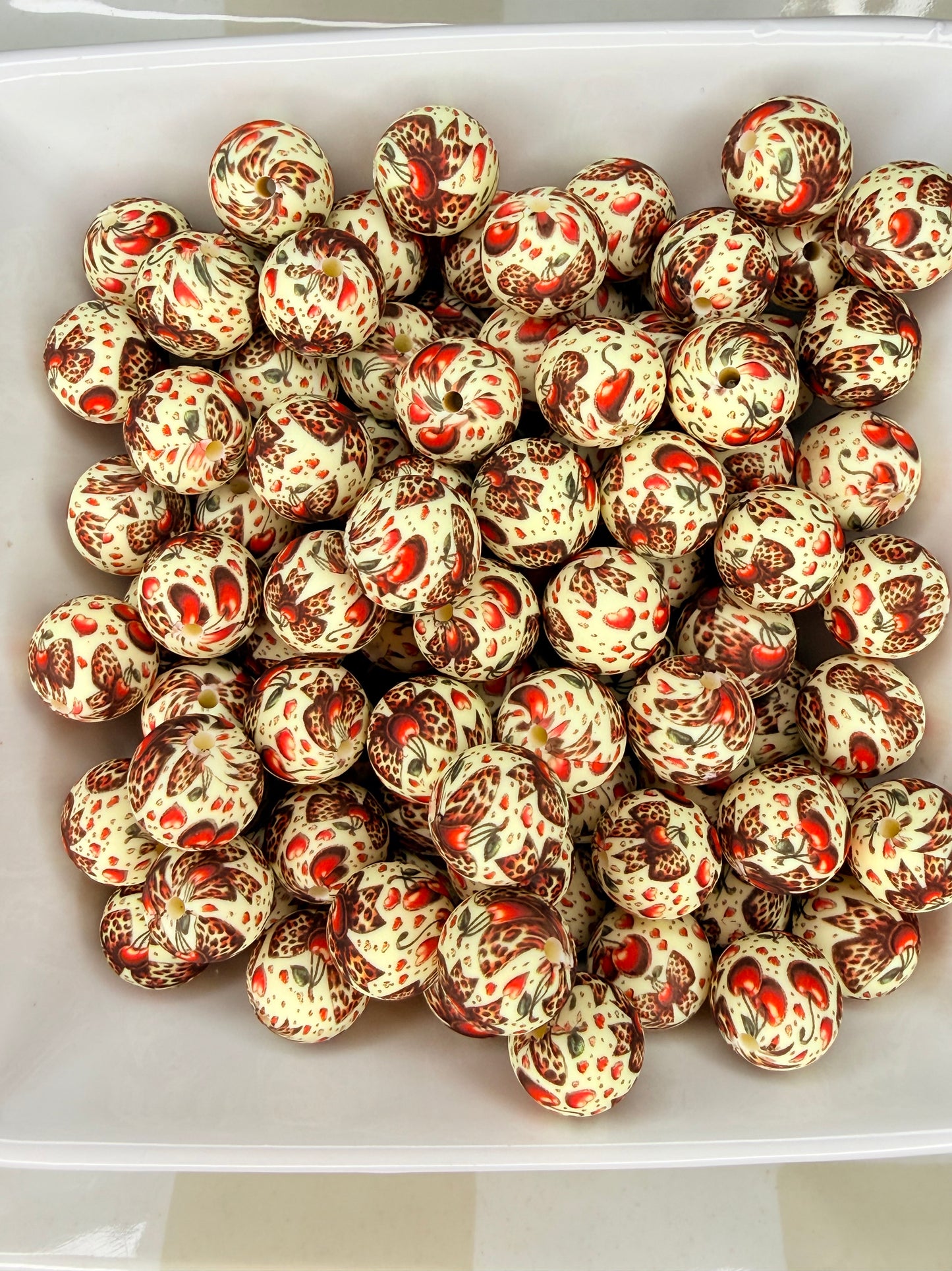 15mm Wild cherry silicone beads •Exclusive collab• pack of 5