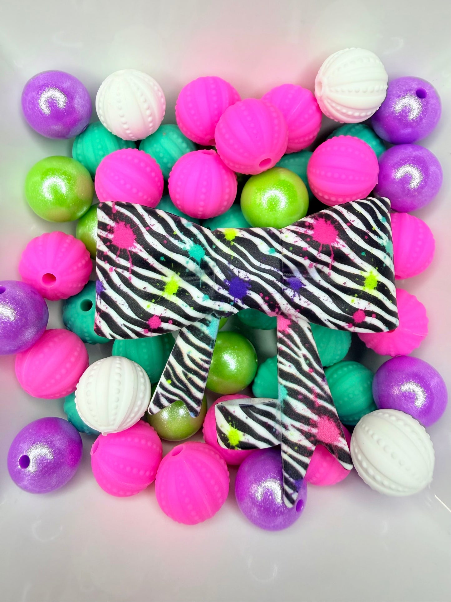 Paint splatter zebra strawtopper bow •Exclusive•