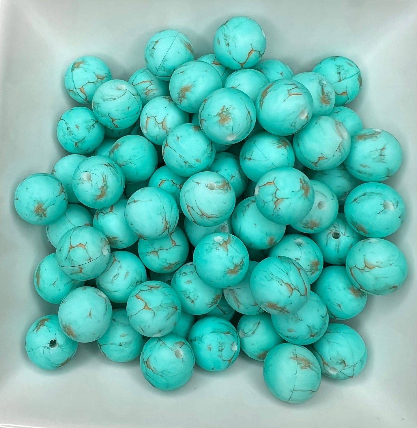 15mm Turquoise stone printed beads (pack of 5) Custom