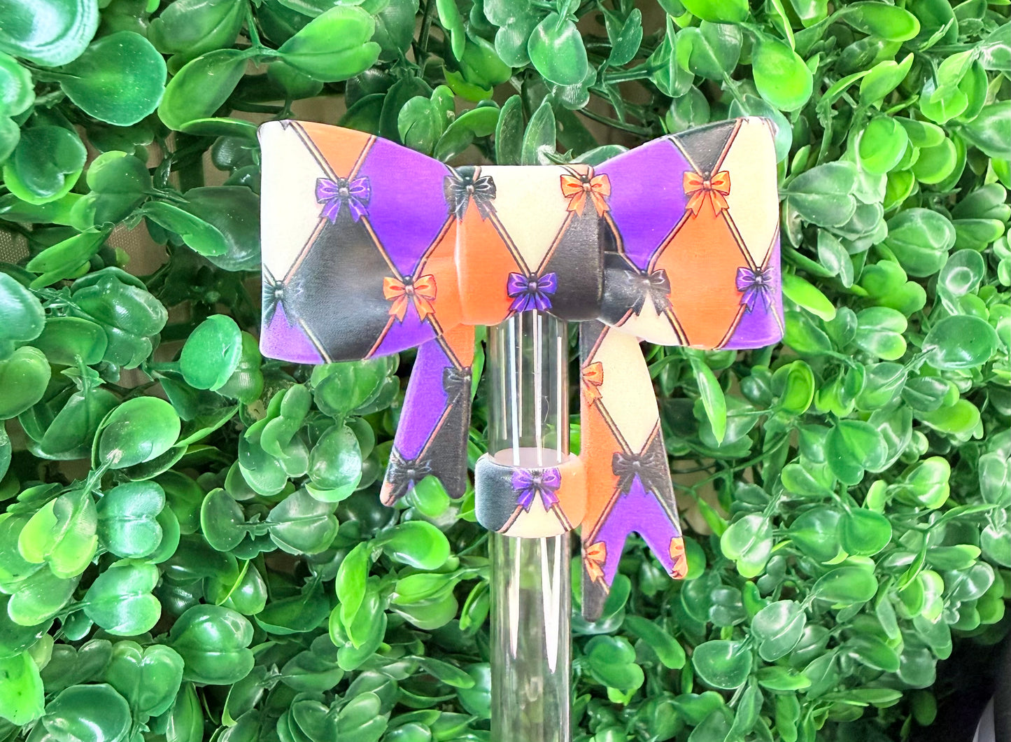 Harlequin Halloween strawtopper bow •Exclusive•