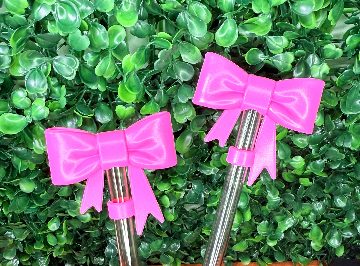 Pink Opal strawtopper bow