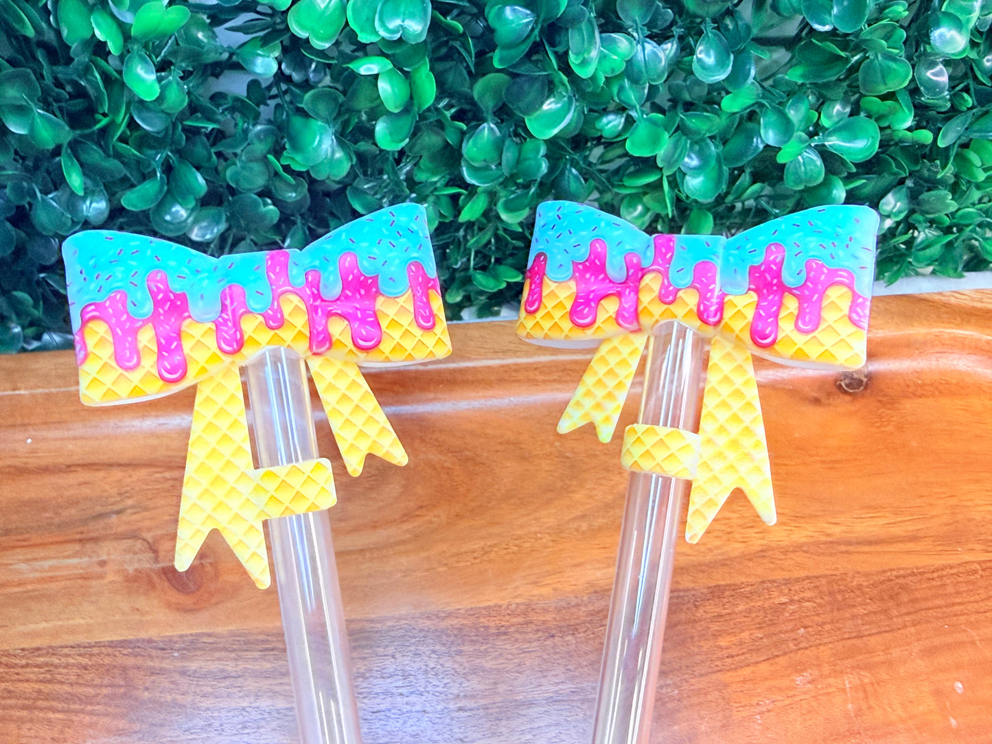 Drip ice cream strawtopper bows •Exclusive•