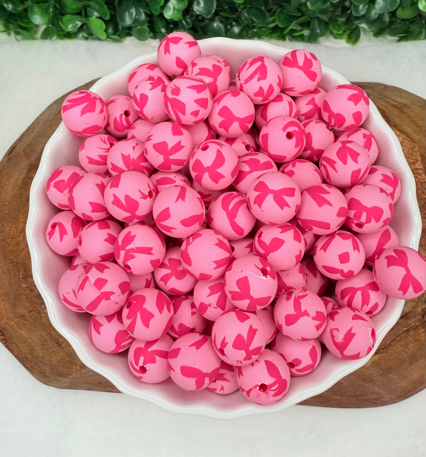 15mm Hot pink •Bow Pop• silicone beads Exclusive