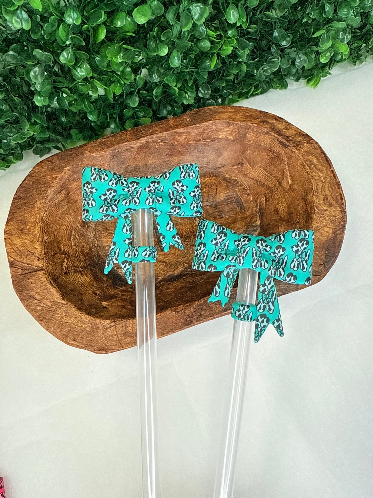 Teal Balloon Dog Strawtopper bow •Exclusive•
