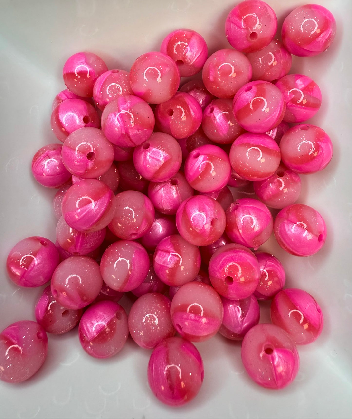 15mm Liquid swirl pink glitter (pack of 5)
