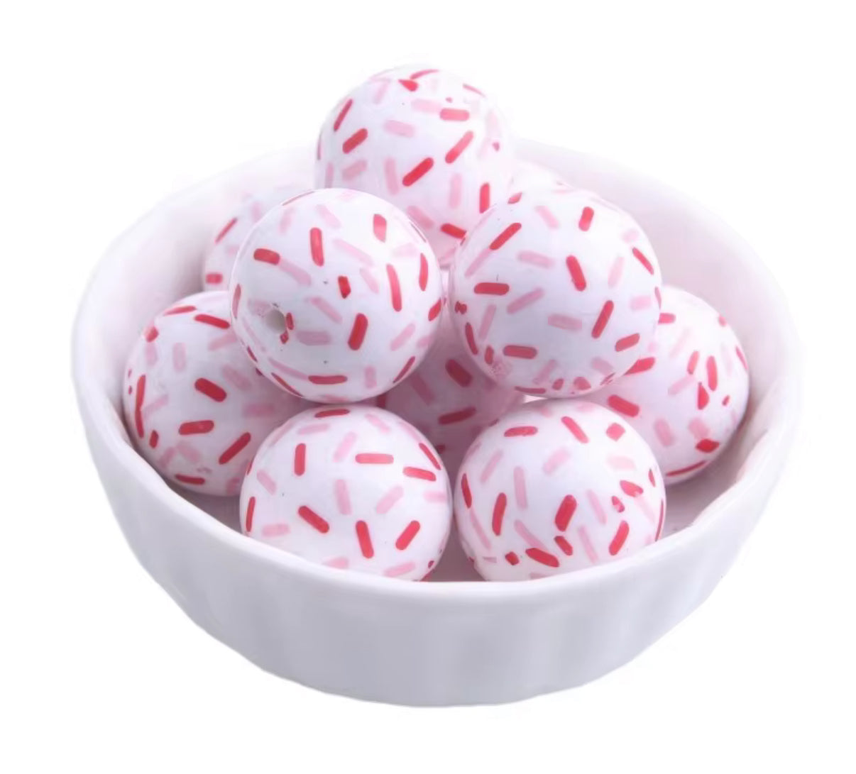 20mm pink and red sprinkles acrylic beads