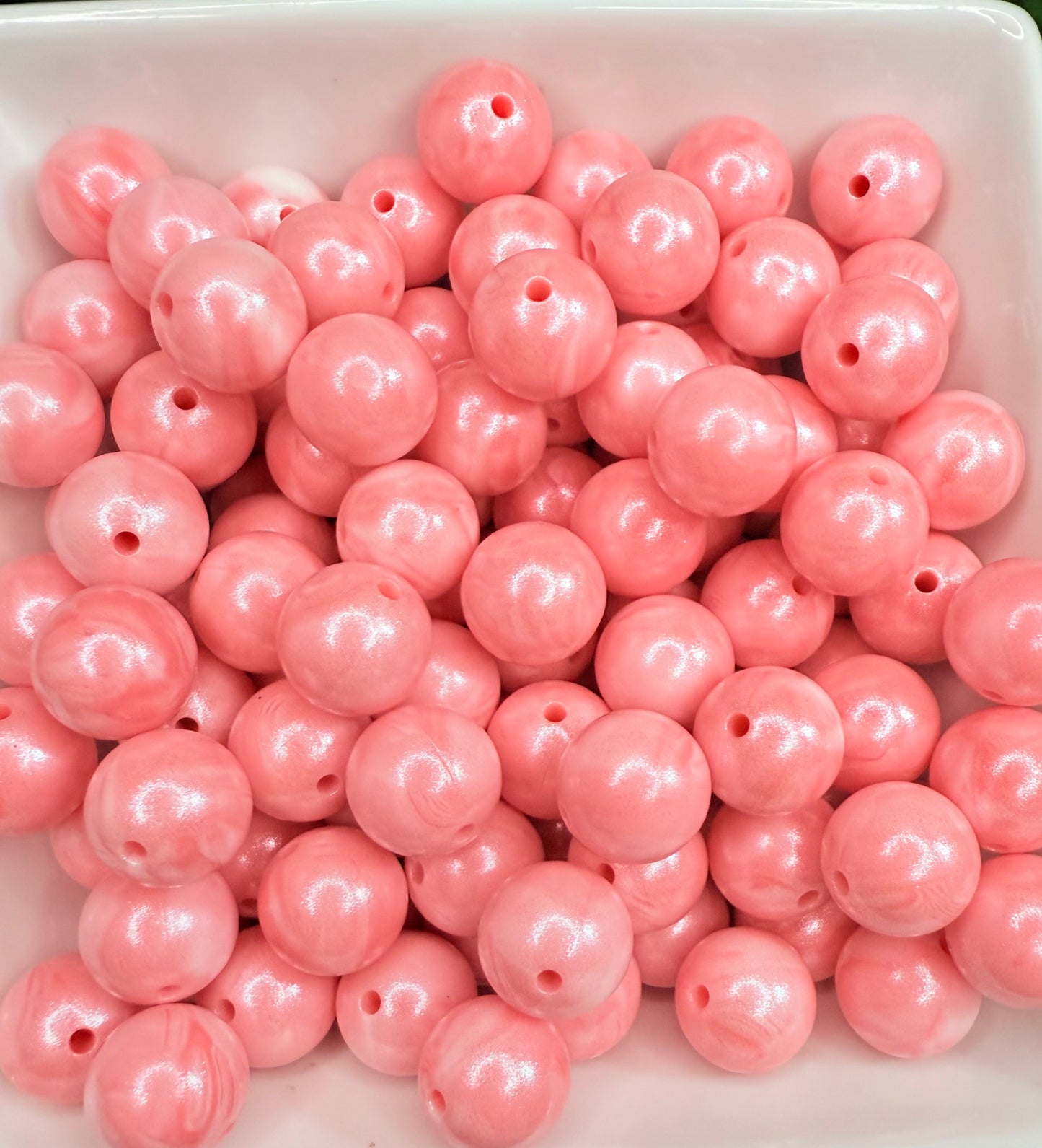 15mm Opal Bubble gum swirl silicone beads