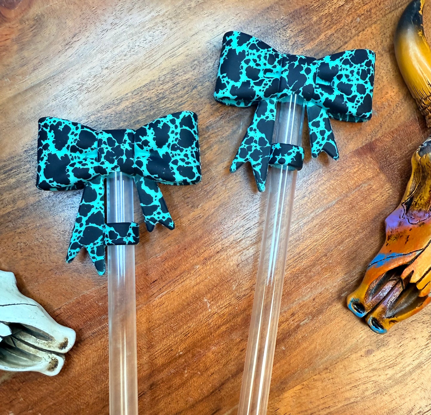 Teal cowhide strawtoppers EXCLUSIVE