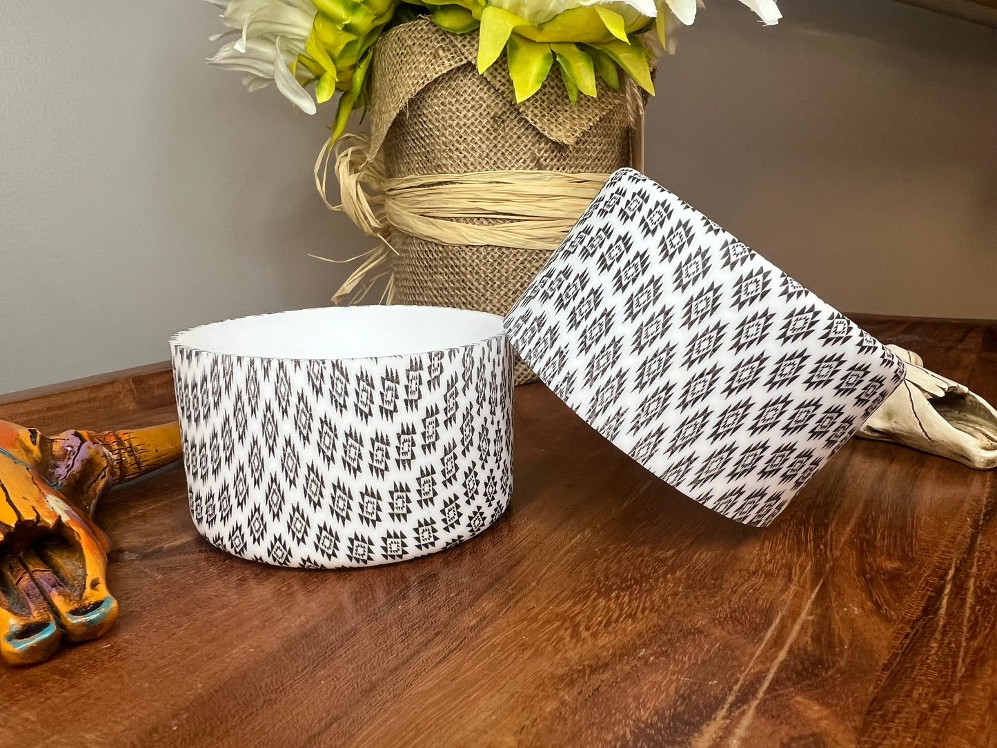 White and black Aztec tumbler boot