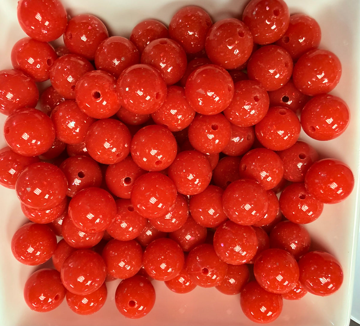 15mm Liquid Red glitter glam beads