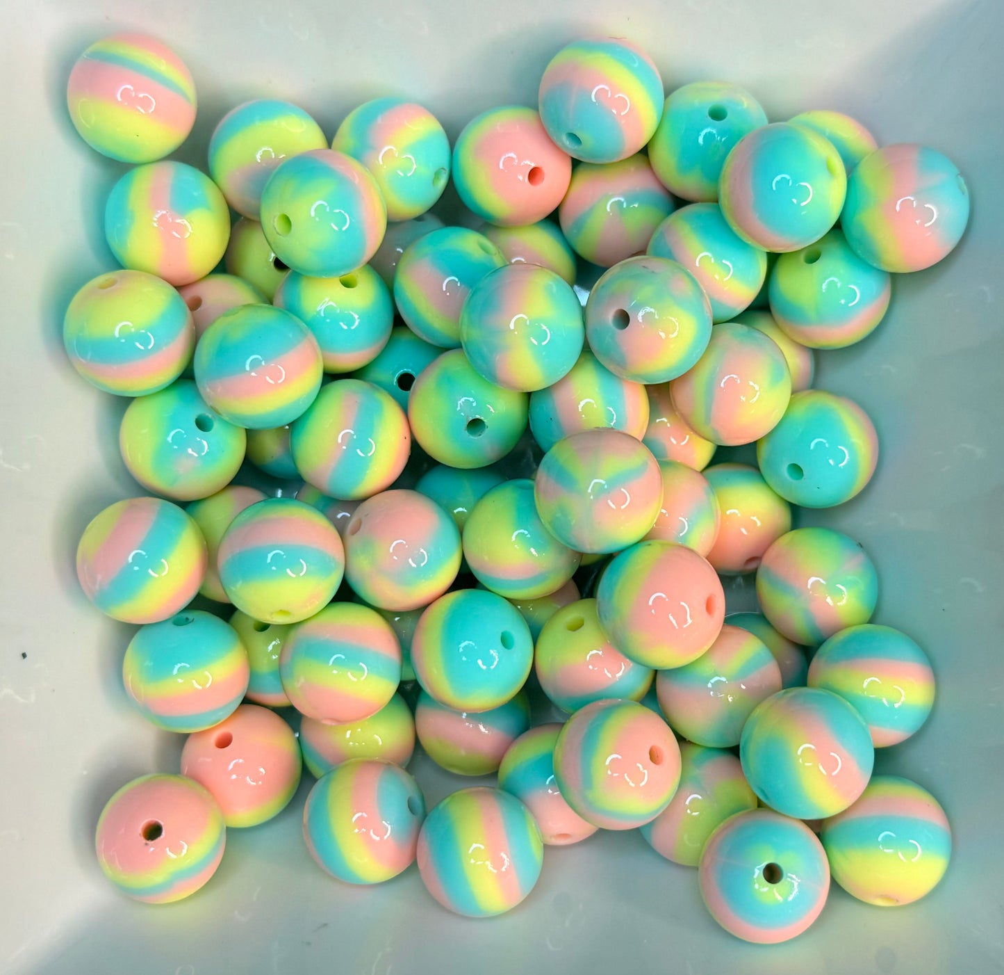 15mm liquid pastel swirl silicone beads