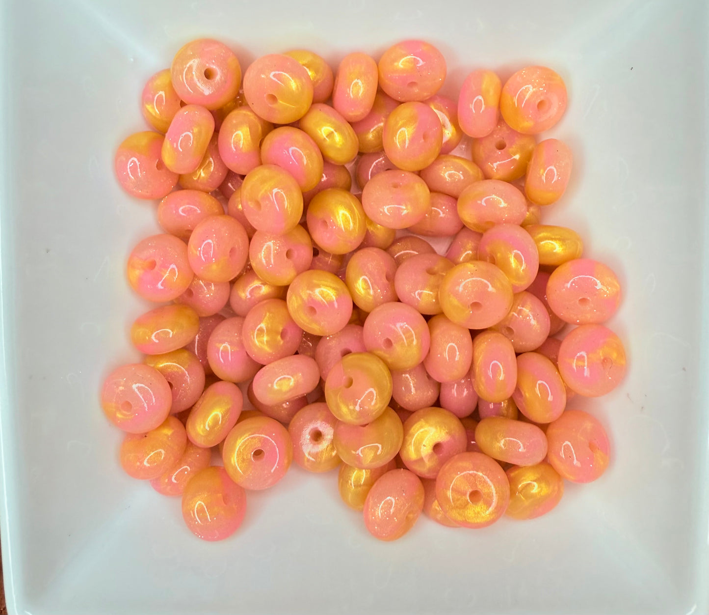 14mm liquid peach sunrise abacus (pack of 5)