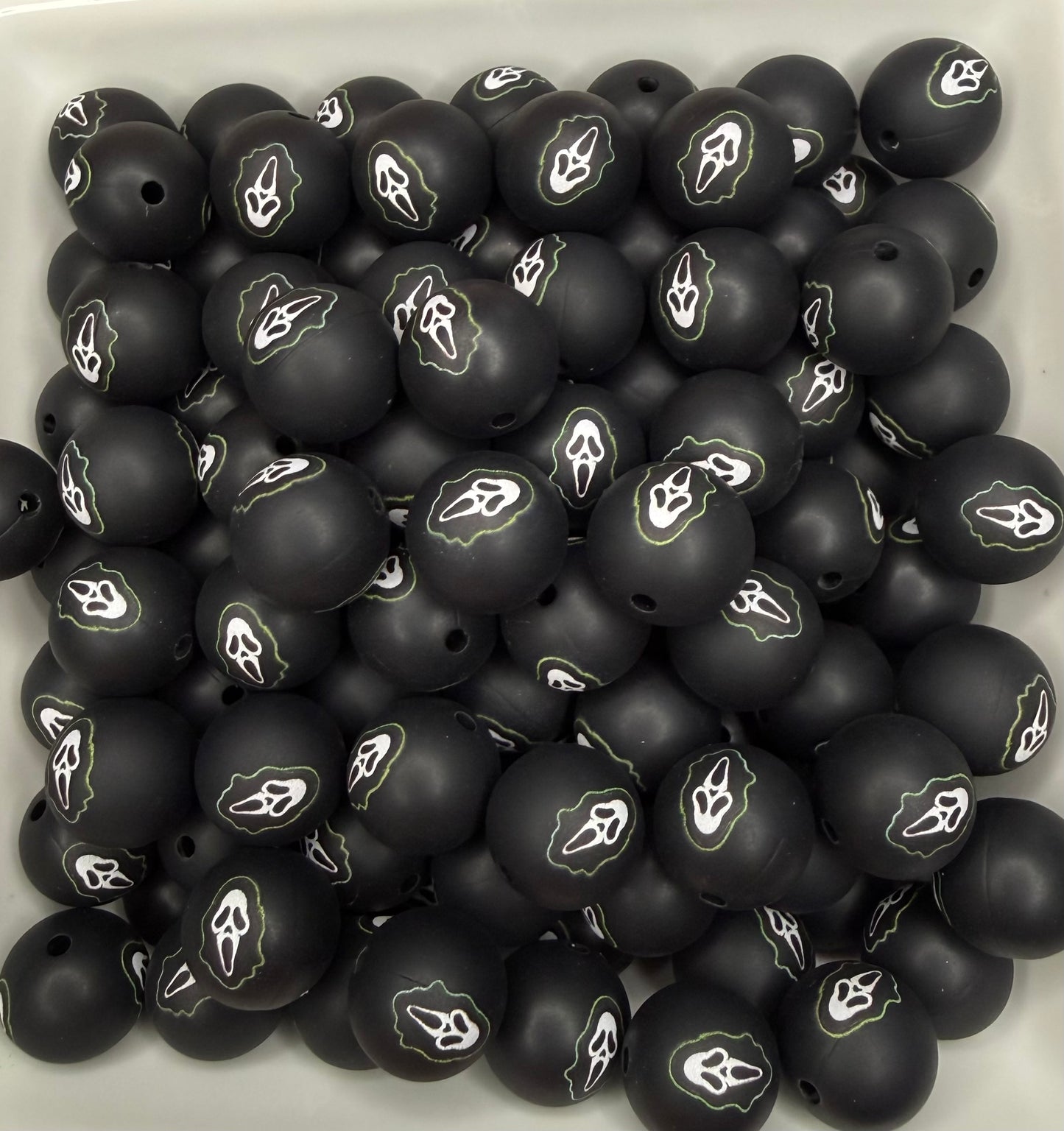 15mm Ghost Face printed beads (pack of 5)