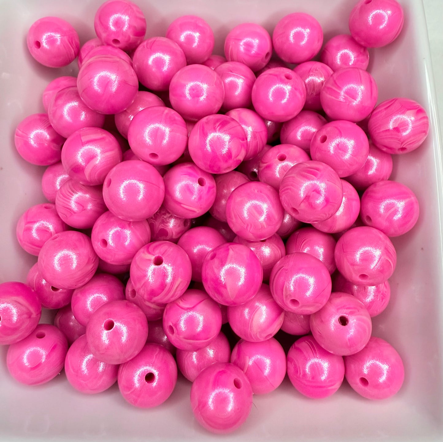 15mm Opal Raspberry pink swirl silicone focal