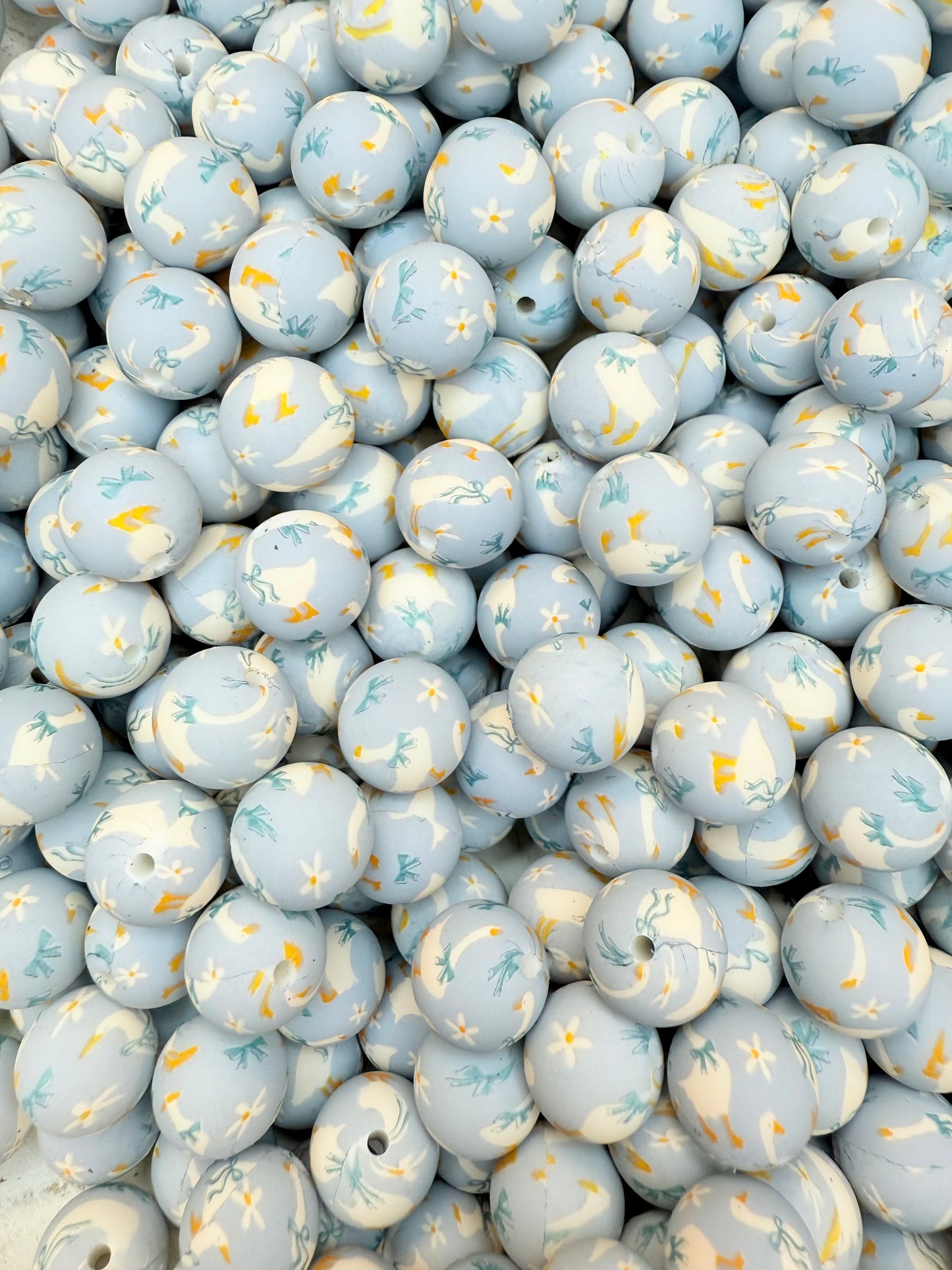 15mm Bluebell Goose printed beads (packs)