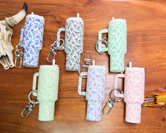 Mini tumbler keychain FLORAL EXCLUSIVE PRINT