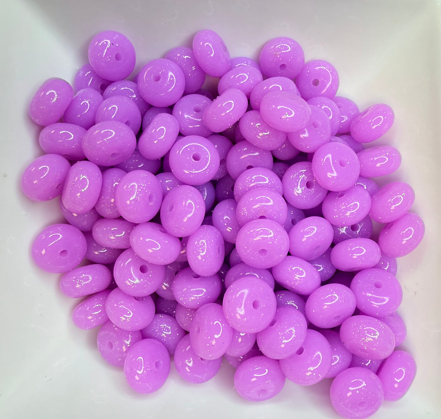 14mm liquid sparkle purple abacus beads (pack of 5)