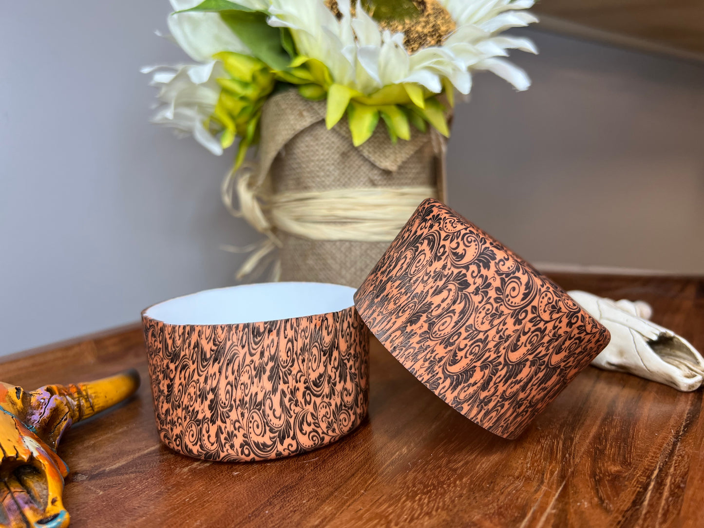 Black and rust tooled tumbler boot