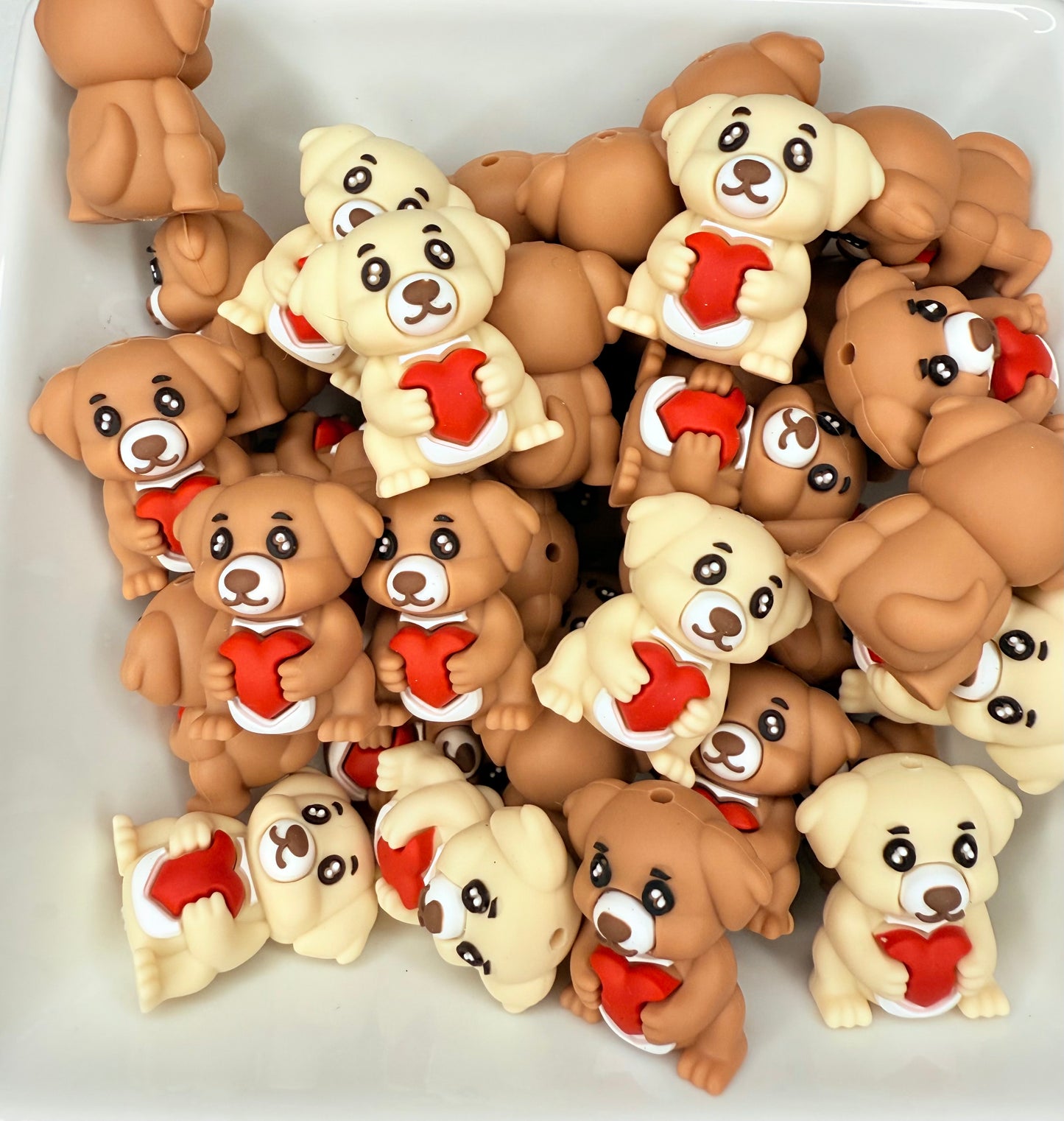 3D Puppy with red heart Focal