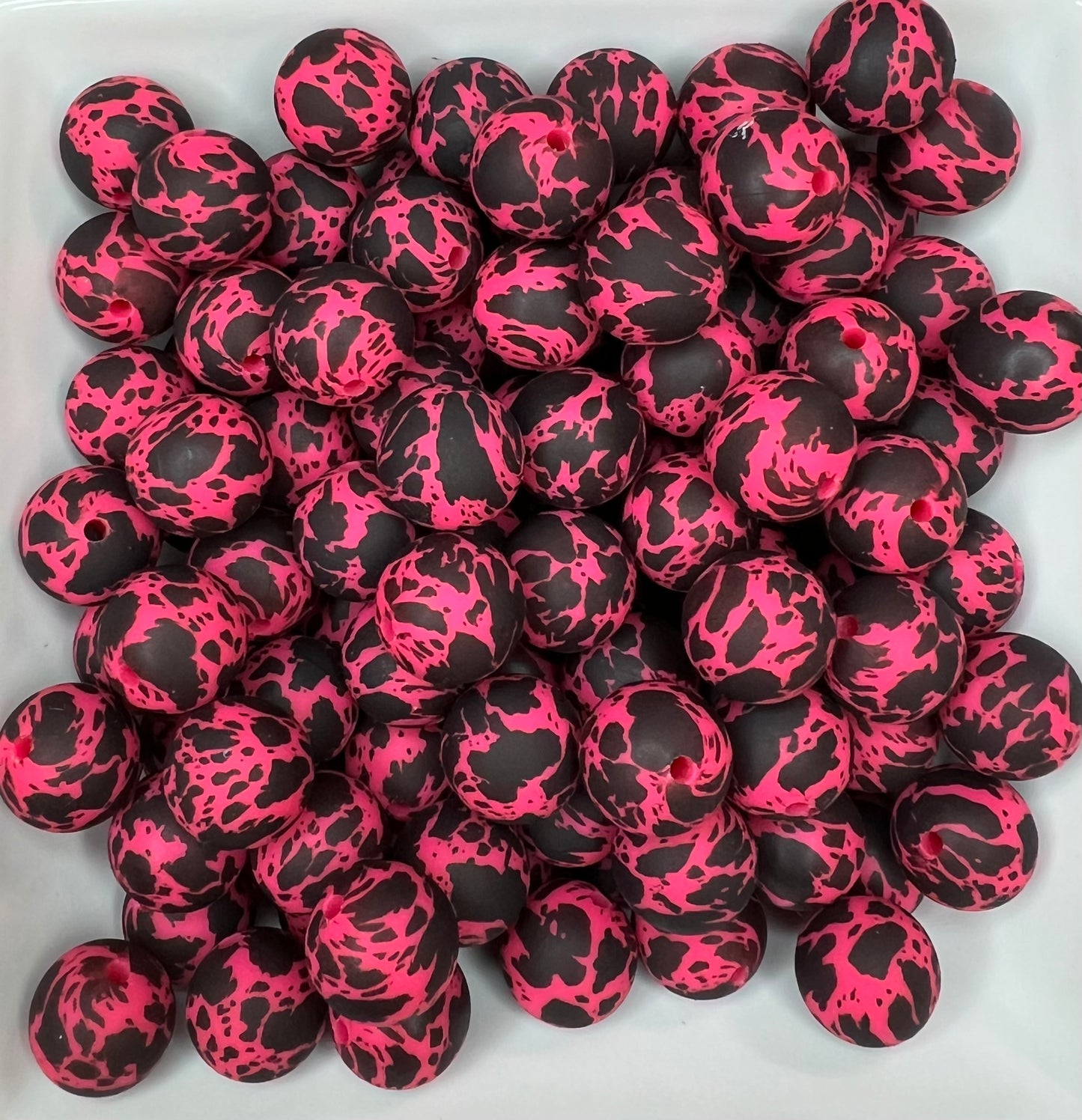 15mm Hot pink cowhide silicone bead EXCLUSIVE(pack of 5)