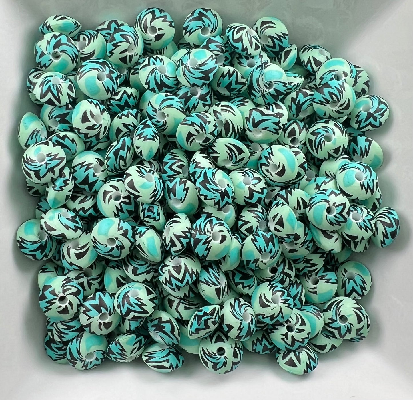 12mm mint and teal Aztec lentils
