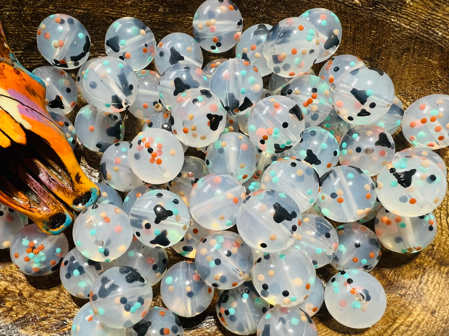15mm Ollie cow confetti beads (pack of 5)