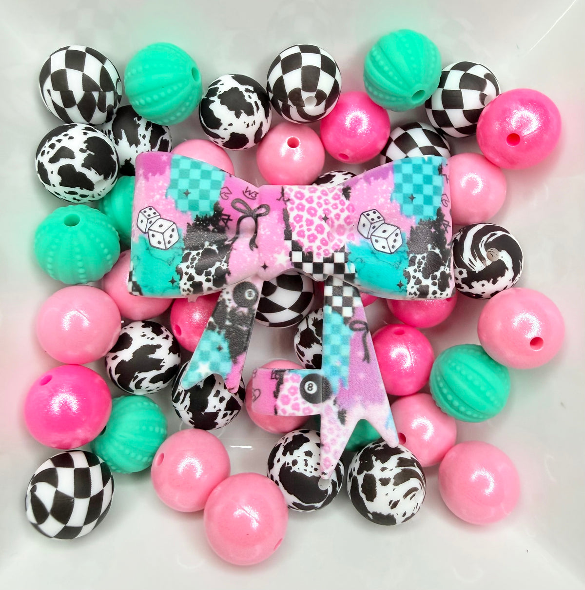 Roll the Dice strawtopper bow •Exclusive•