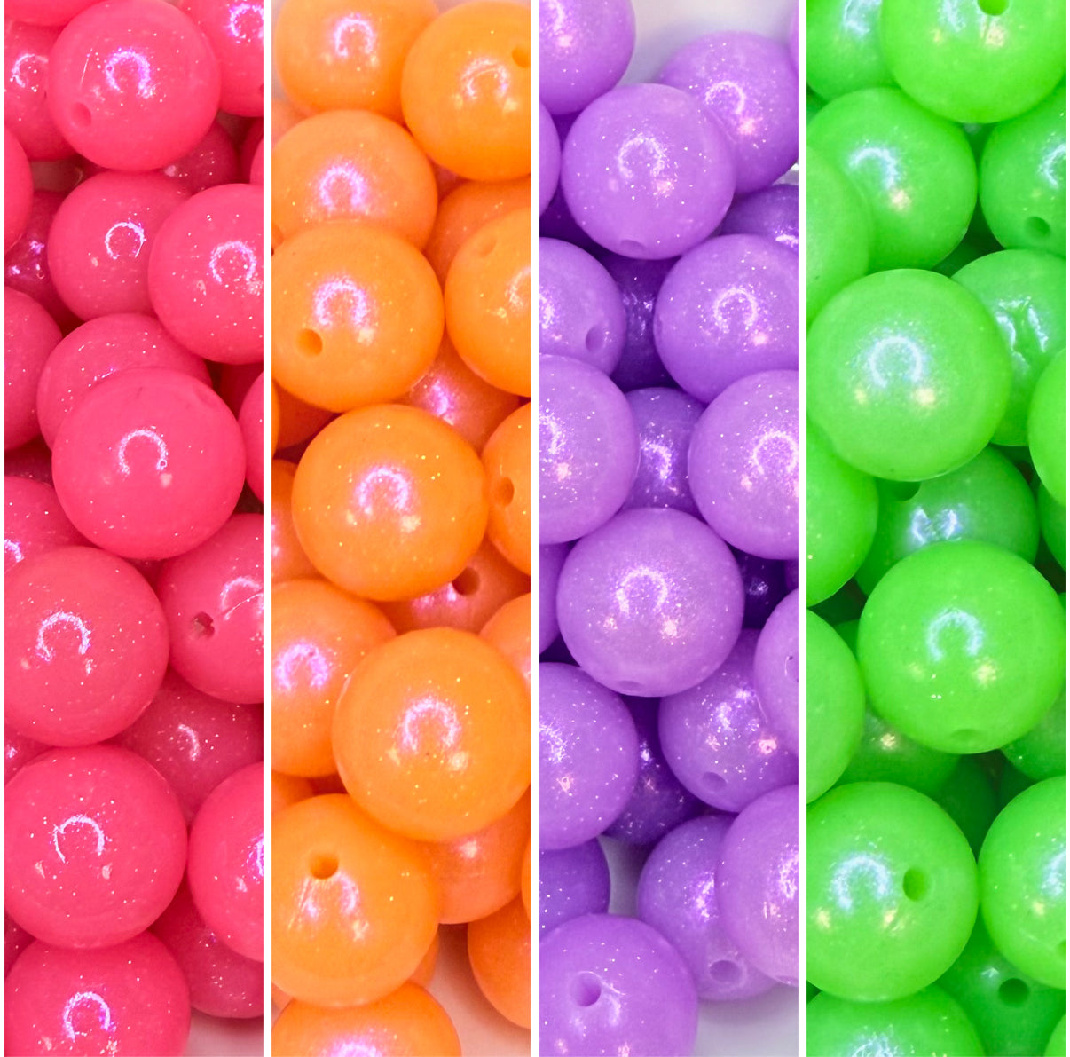 15mm Opal Glitter Summer vibes silicone beads (pack of 5)