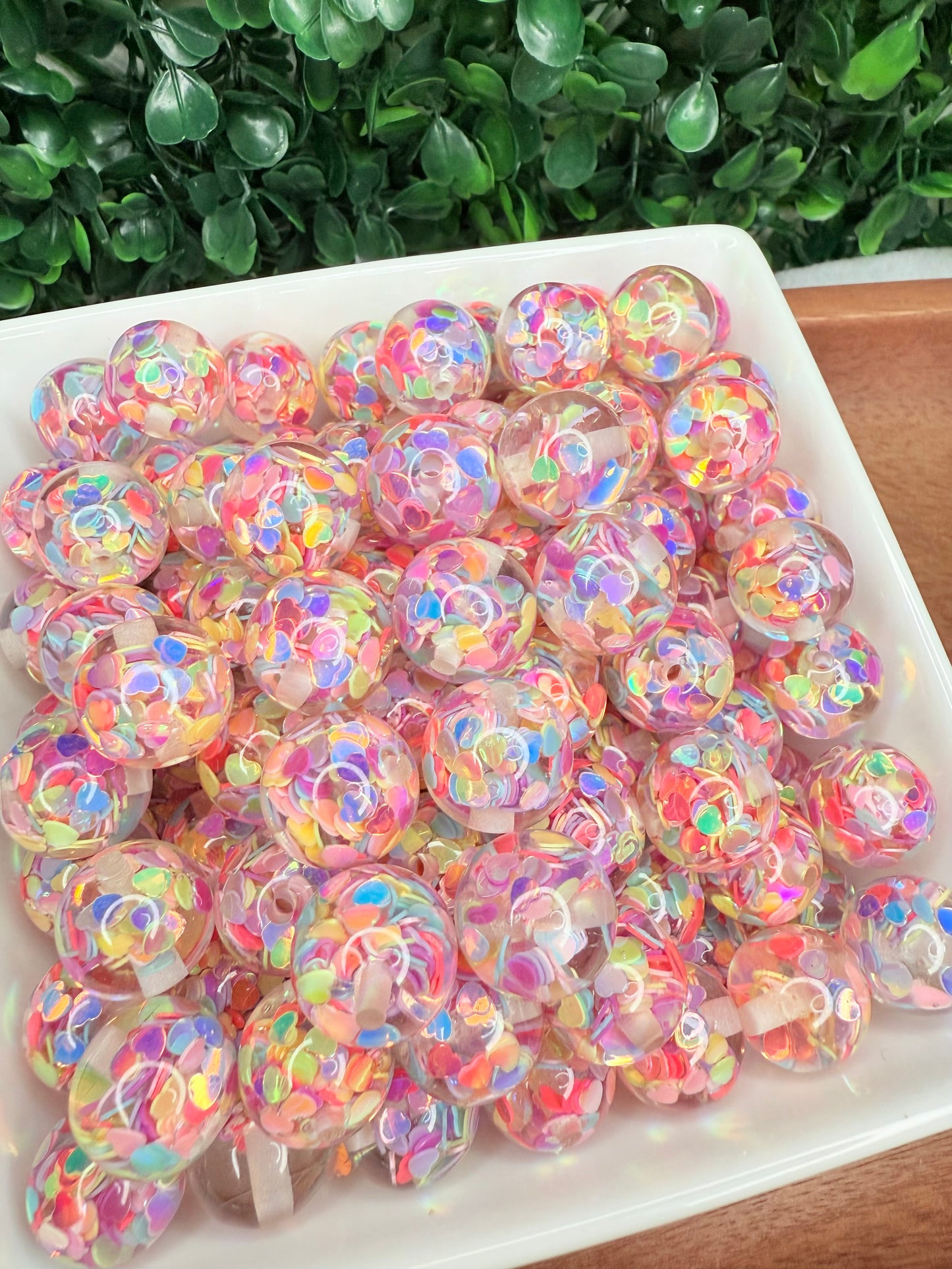 16mm Multicolor AB heart acrylic beads (pack of 5)