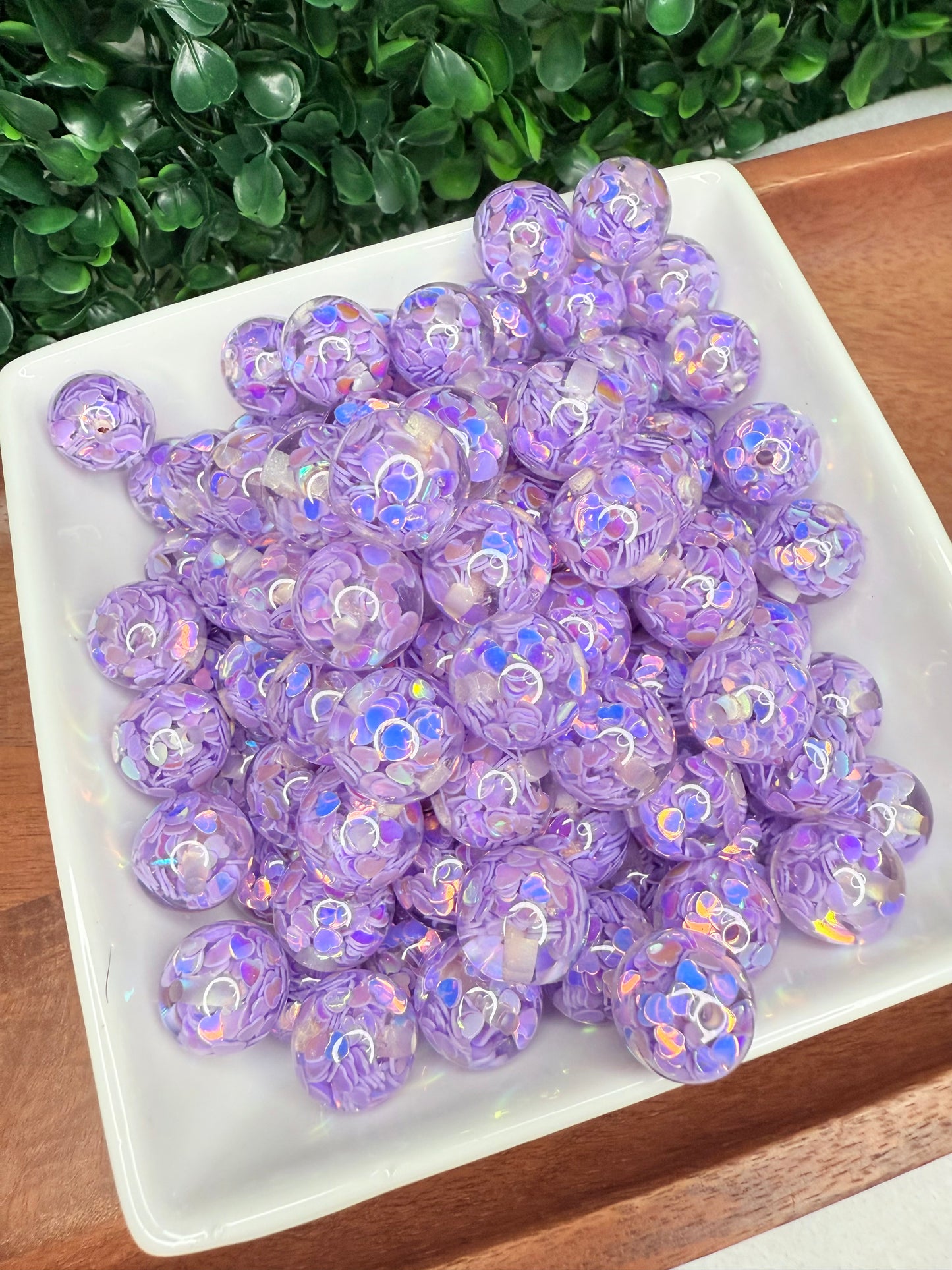 16mm Purple AB heart acrylic beads (pack of 5)