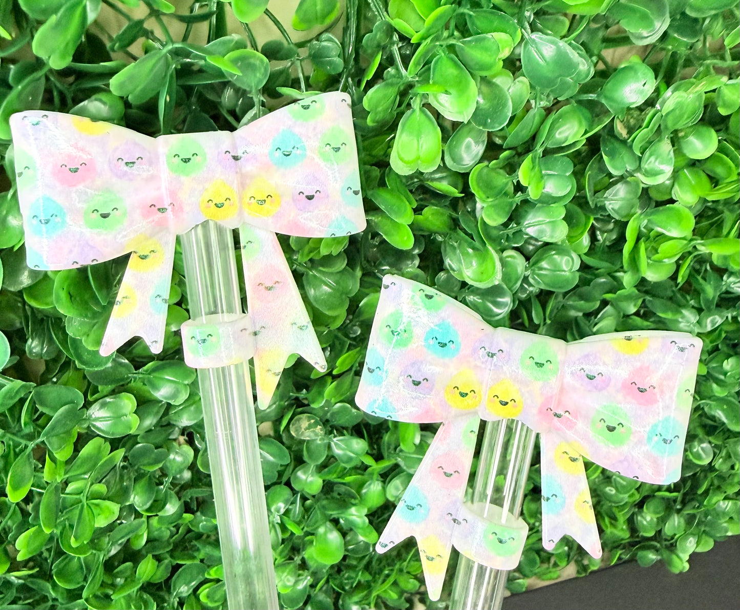 Opal Glitter Dumpling Strawtopper bow •Exclusive collab•