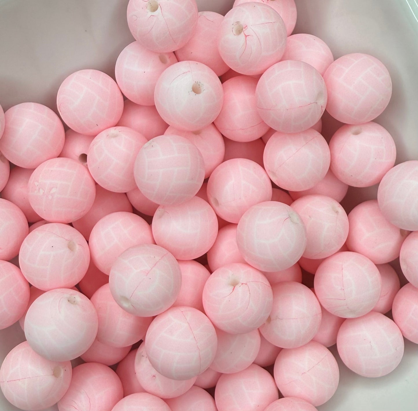 15mm Pink weave printed beads (matches rope heart) EXCLUSIVE (pack of 5)
