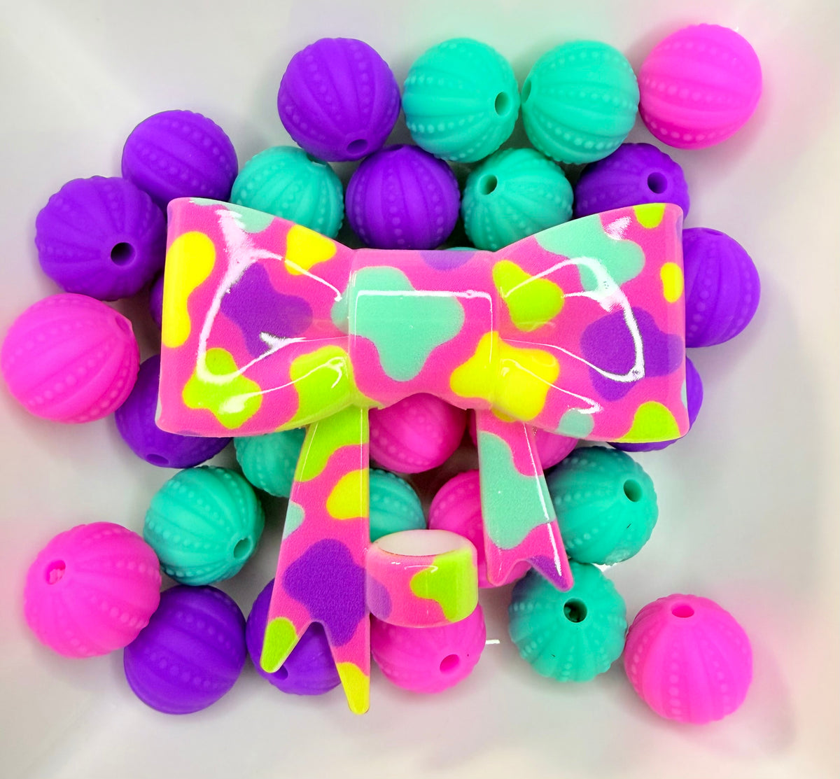 Rainbow Cow spot strawtopper bow •Exclusive•
