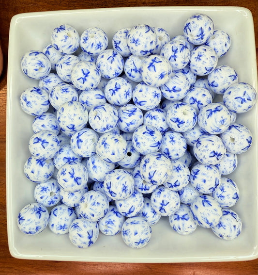 15mm Blue Ribbons and Petals silicone beads EXCLUSIVE