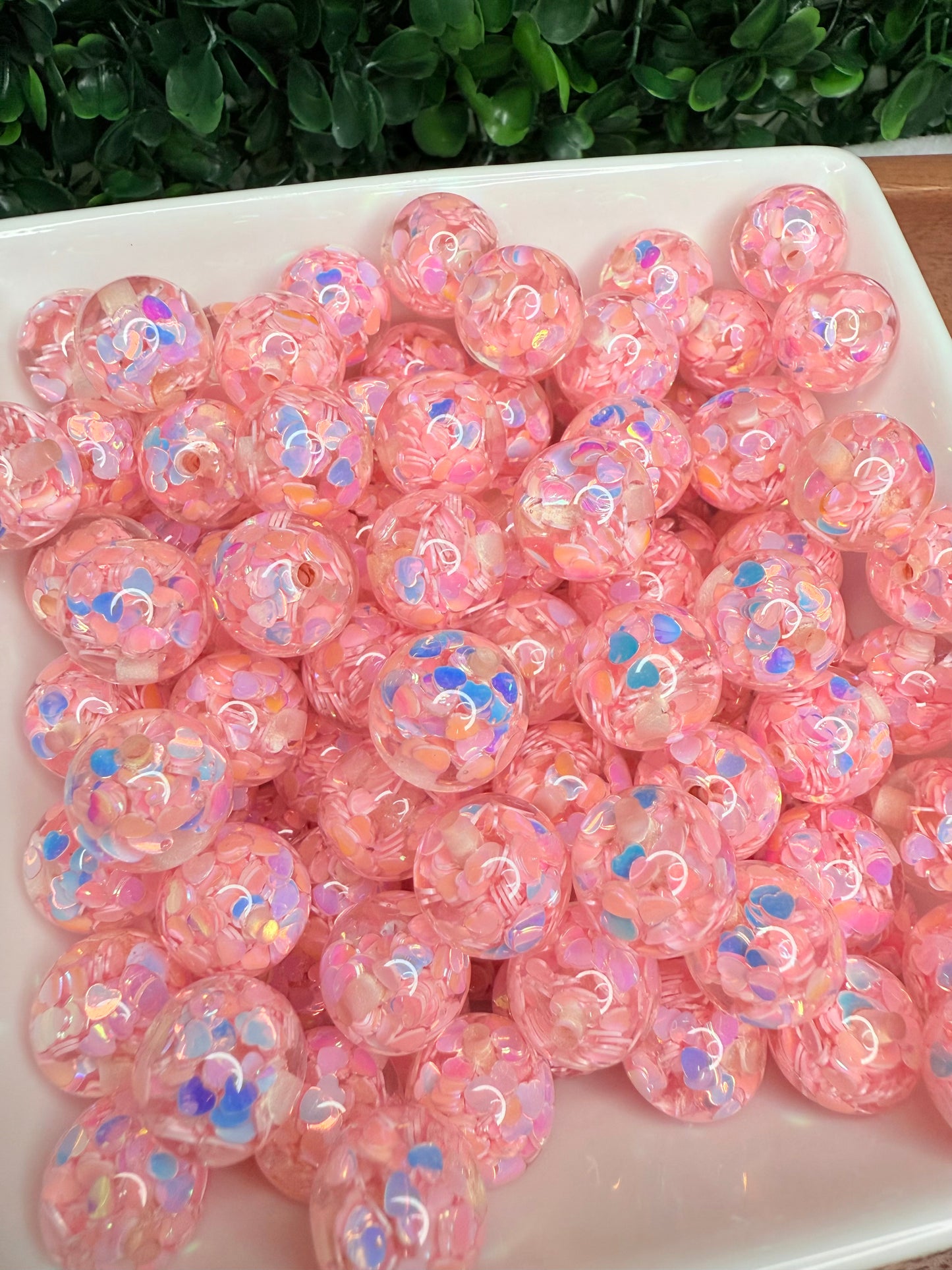 16mm pink AB hearts acrylic beads (pack of 5)