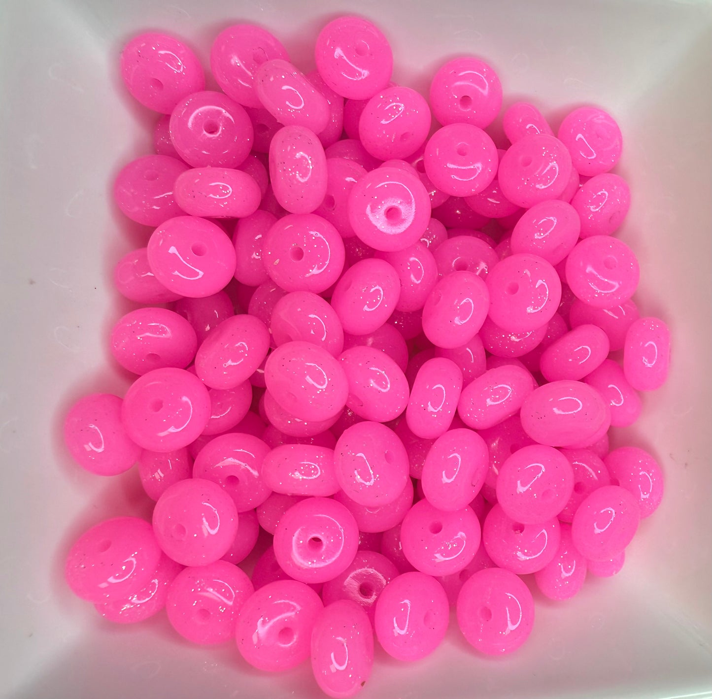 14mm liquid pink sparkle abacus silicone beads (pack of 5)