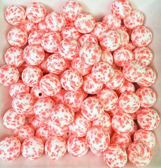 15mm Autumn Coral floral printed beads (pack of 5) Exclusive