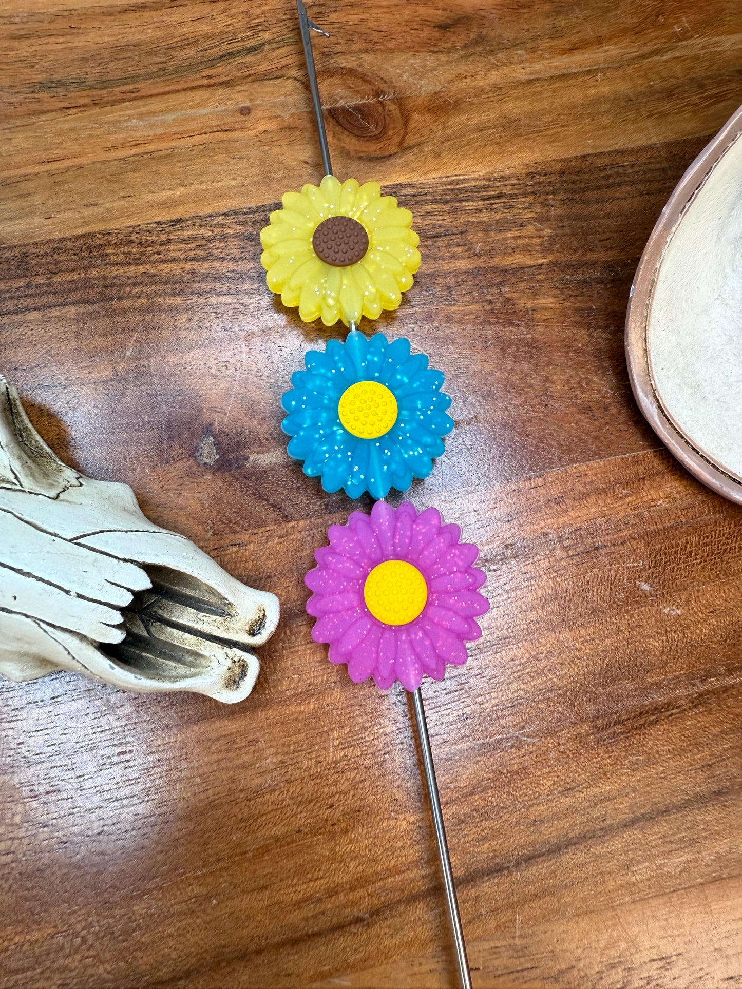 30mm Glitter sunflower Focals