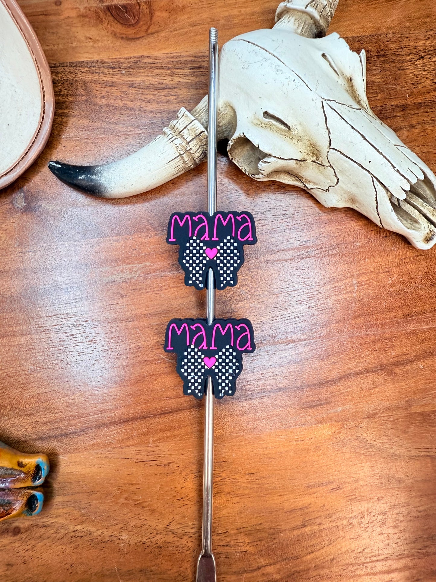 Pink Mama with Checkered bow Focal