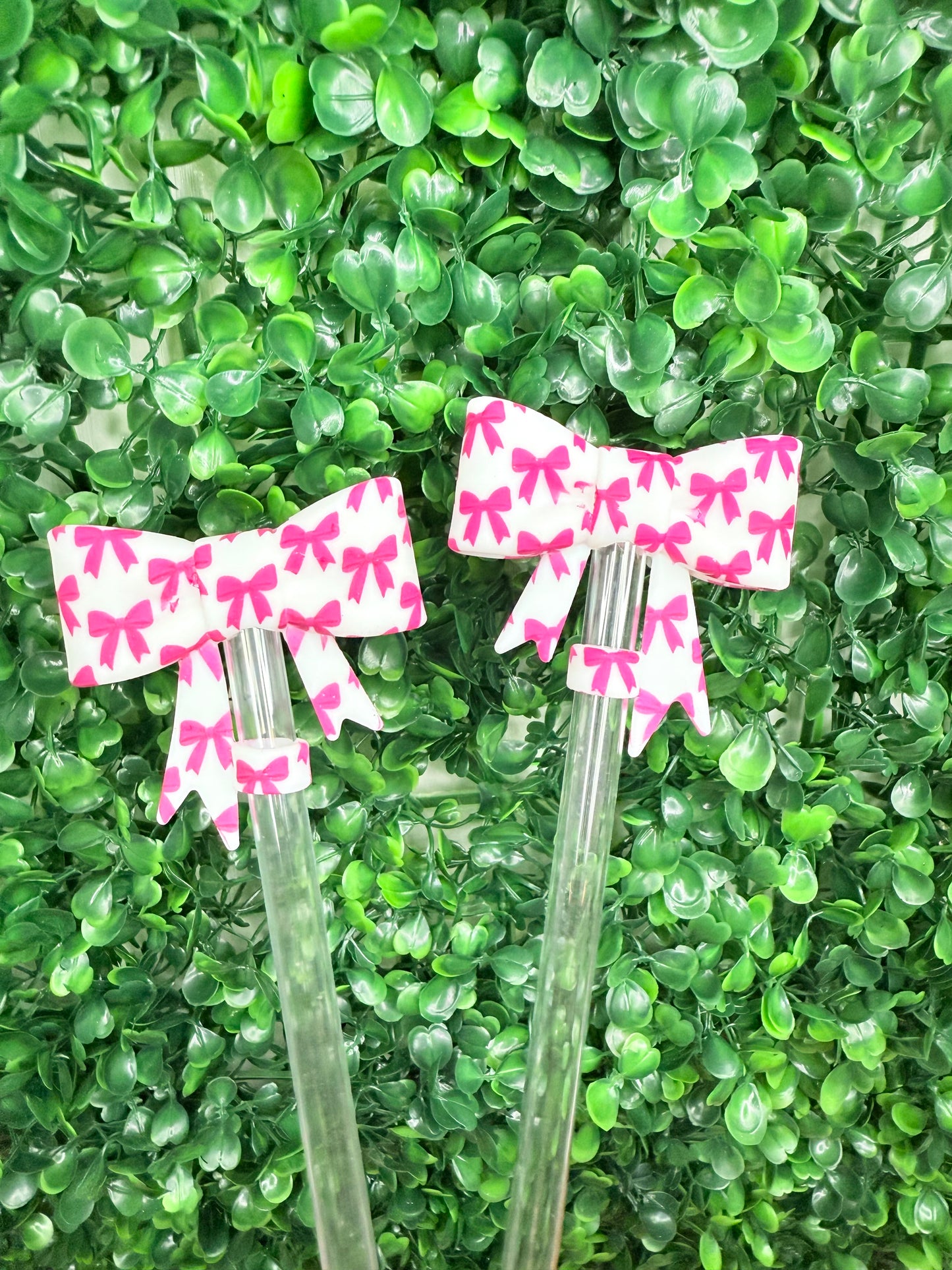 Pink Ribbon bow strawtopper bow •Exclusive•