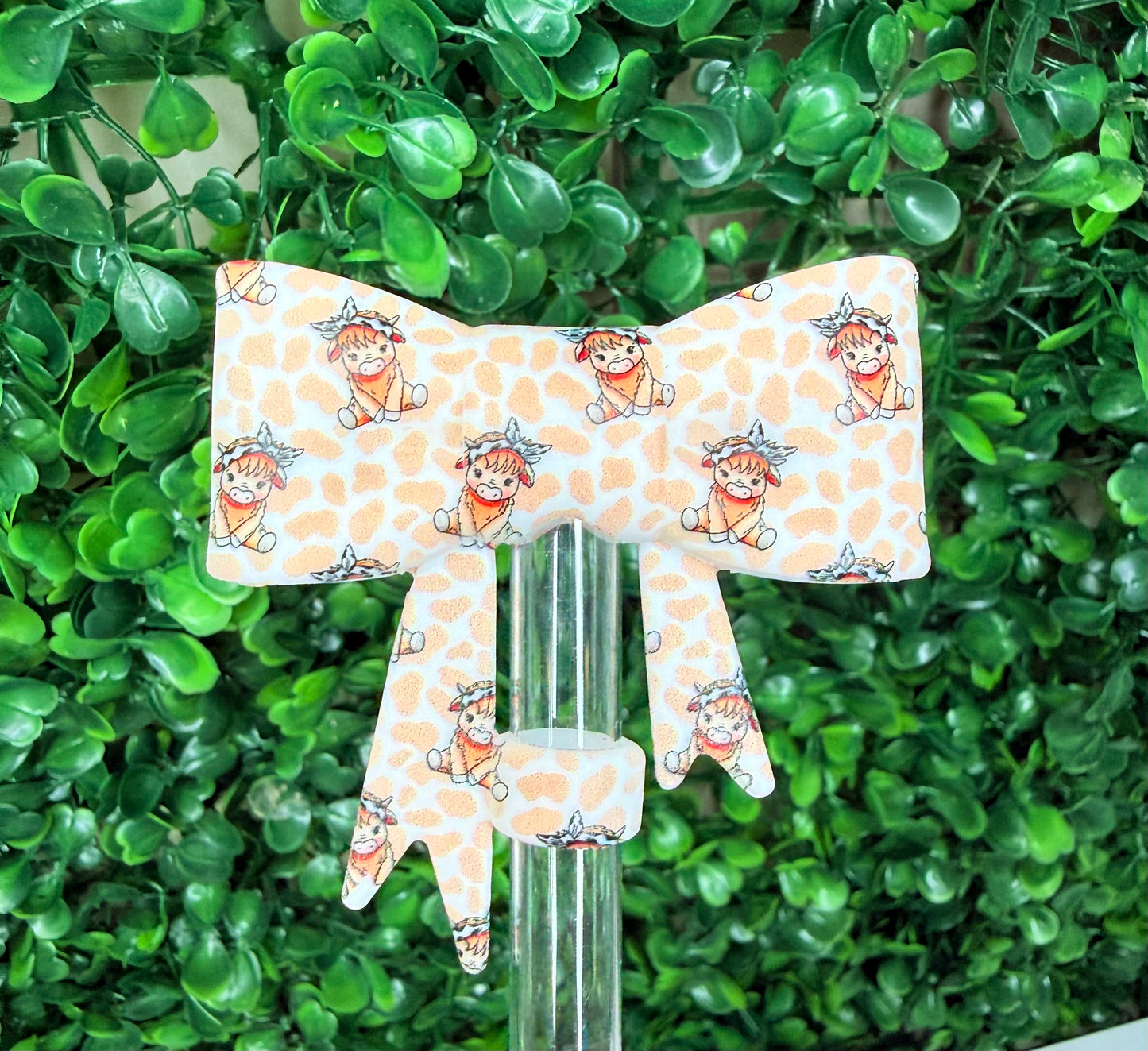 Bandana Highland cow strawtopper bow •Exclusive•