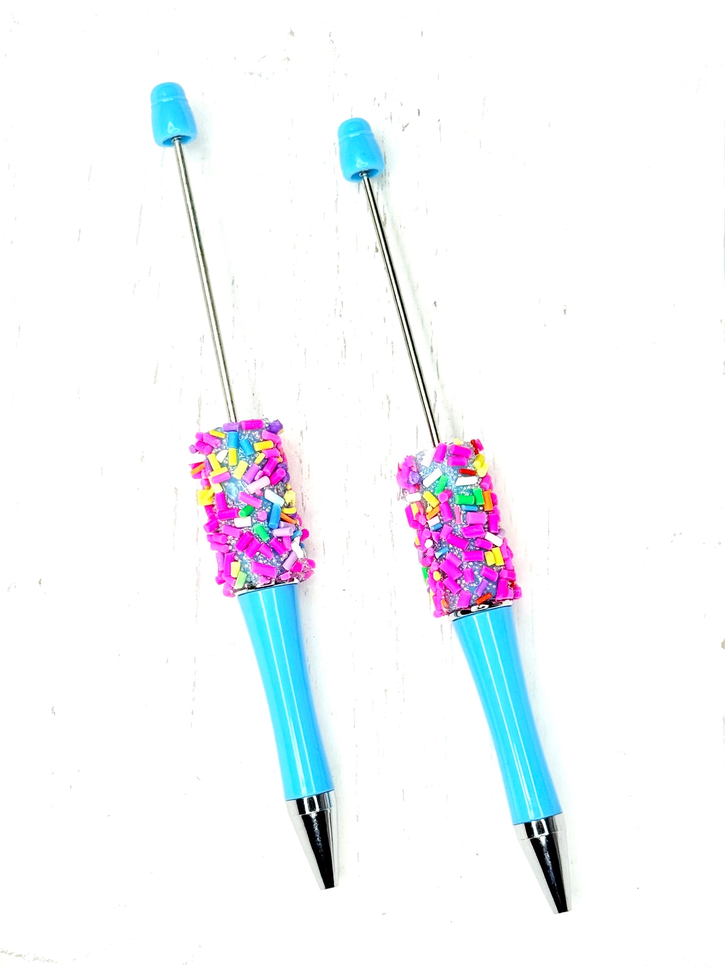 Blue sprinkle beadable pens