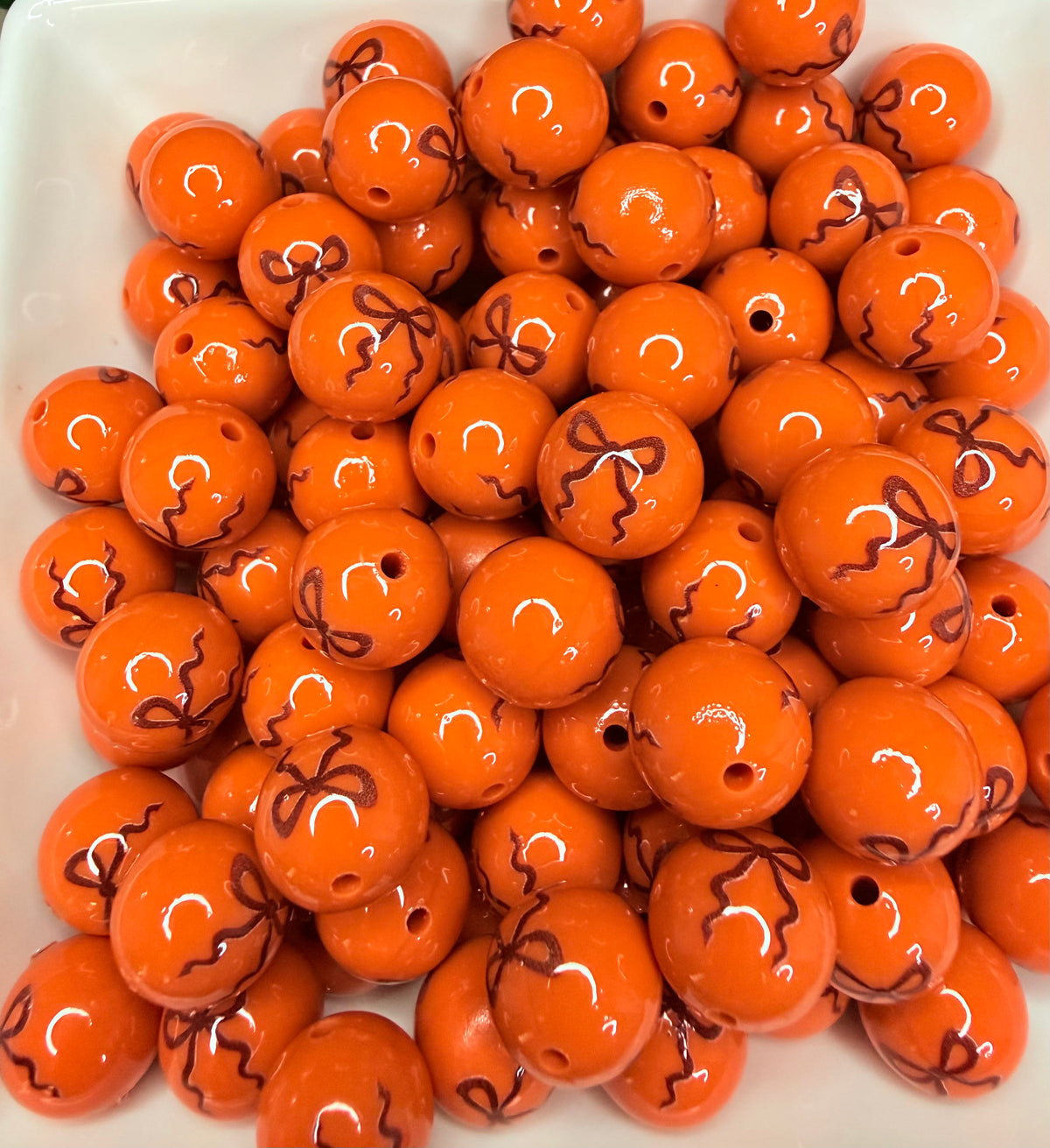 15mm Liquid Pumpkin spice bow beads (pack of 5) •Exclusive•
