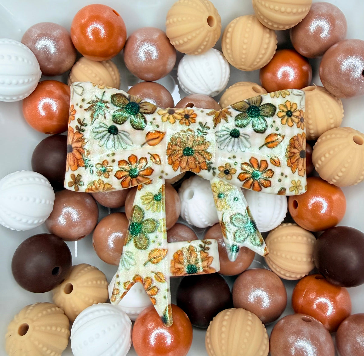 Opal Autumn Daisy checkered strawtopper bow •Exclusive•