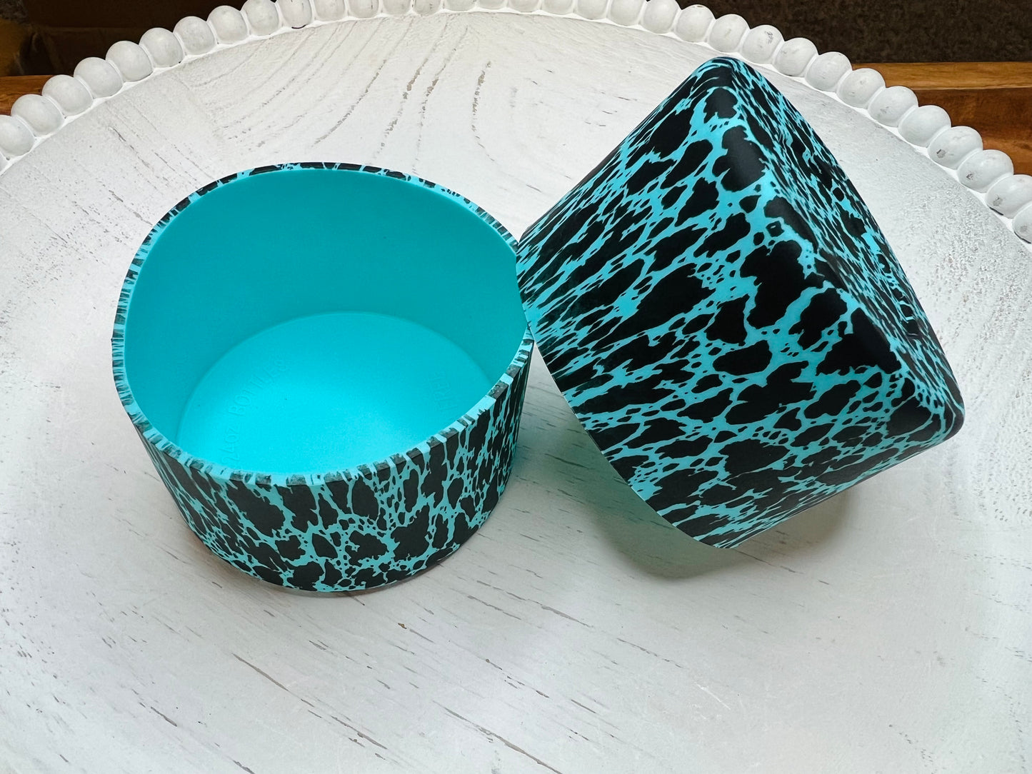 Turquoise and black cowhide Boot