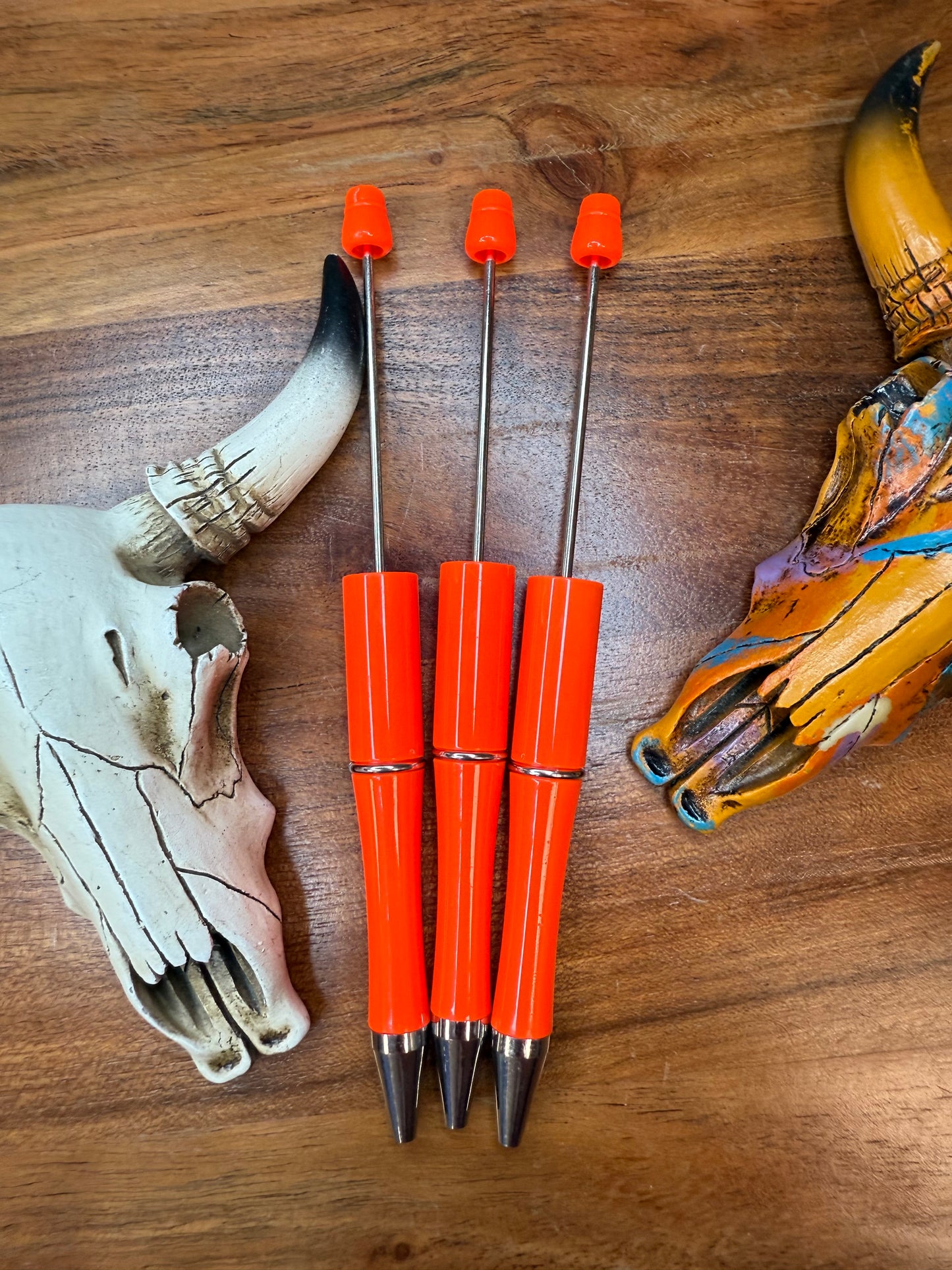 Neon orange beadable pen